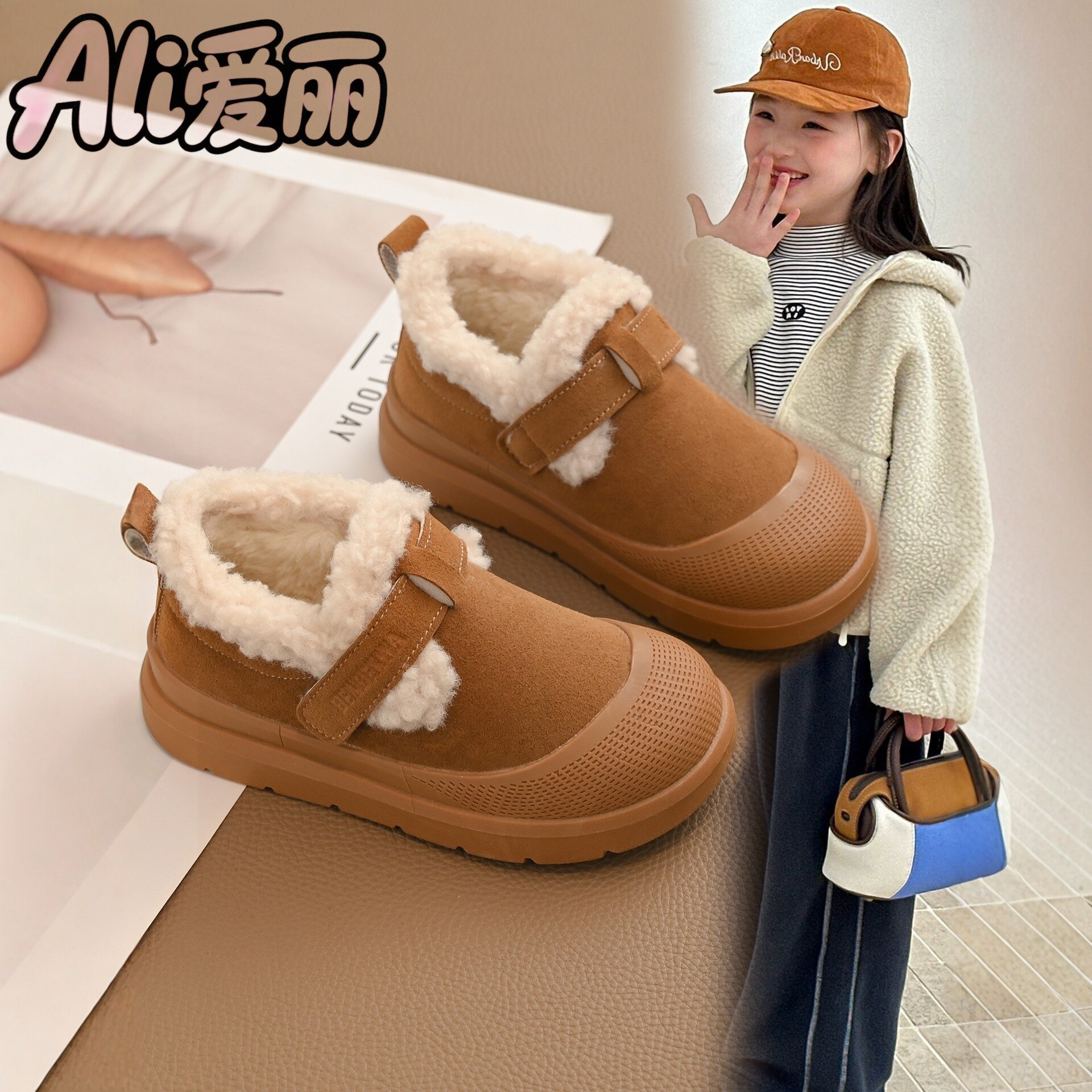 女童棉鞋冬季新款加绒保暖勃肯鞋