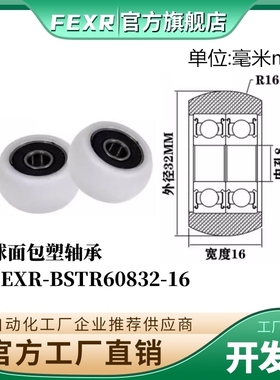 FEXR圆弧R型球面包塑轴承BSTR60832-16家具展柜小滑轮移门窗滚轮