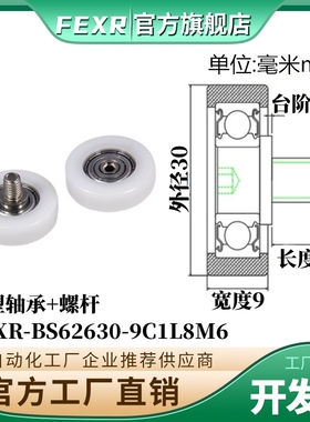 工厂直营BS62630-9C1L8M6不锈钢螺杆包塑轴承包POM滑轮尼龙滚轮