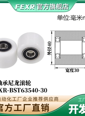 工厂直营BST63540-30输送带专用塑料胶套滚轮POM滑轮加宽尼龙滚轮