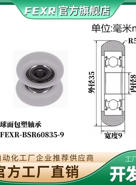 FEXR圆弧R型外球面包塑轴承BSR60835-9家具展柜小滑轮移门窗滚轮