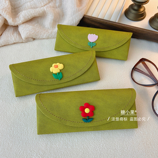 文艺复古小众小花抗压便携近视磁吸眼镜盒墨镜太阳镜老花镜收纳盒