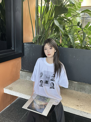 回路商店  hyukoh乐队T恤 vintage手工印刷吴赫T恤 250克