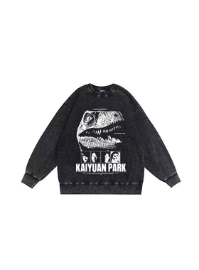 回路商店说唱KAIYUAN PARK 恶搞做旧手工印刷复古T恤长袖卫衣