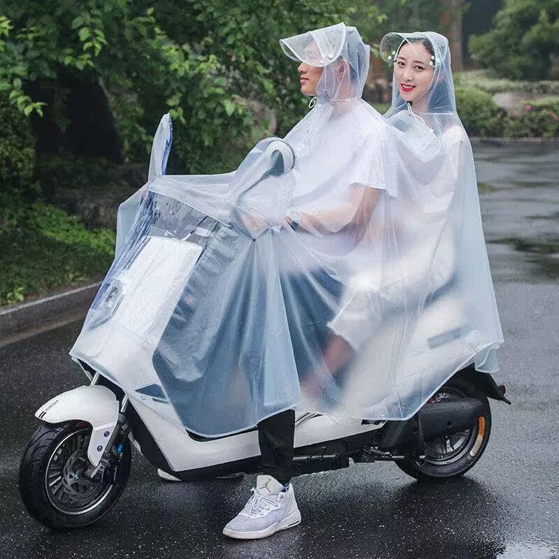 兜市精选电动车雨衣双人雨衣户外骑行亲子电瓶车自行车男女双帽檐
