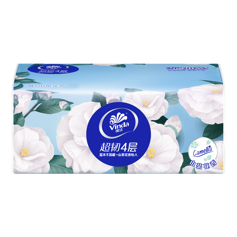 维达山茶花抽纸4层印花