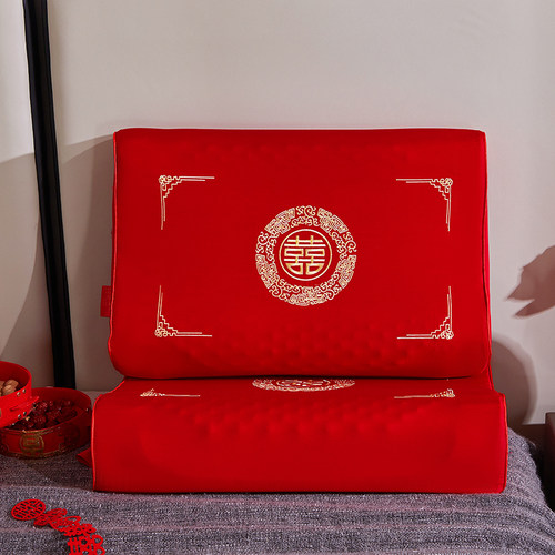 结婚全棉乳胶枕新人一对新郎新娘