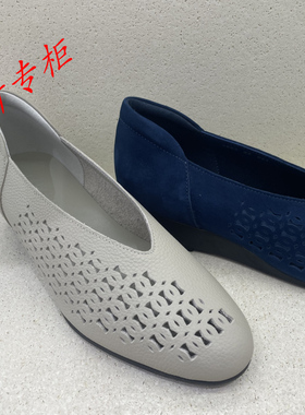 achette雅氏女鞋 2025春季舒适镂空奶奶鞋厚底圆头坡跟单鞋女4SB3