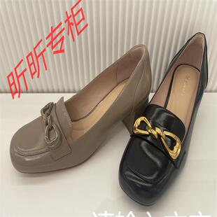 Le saunda莱尔斯丹2024秋季优雅浅口方头百搭粗高跟女单鞋5T57502