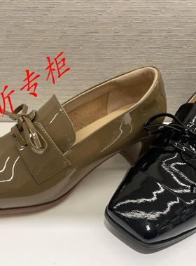 tigrisso蹀愫女鞋2025春季方头蝴蝶结乐福鞋粗跟单鞋女TA65104-11