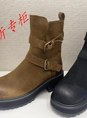 tigrisso蹀愫女鞋2024冬季厚底增高马丁靴女西部短靴子TA54773-50