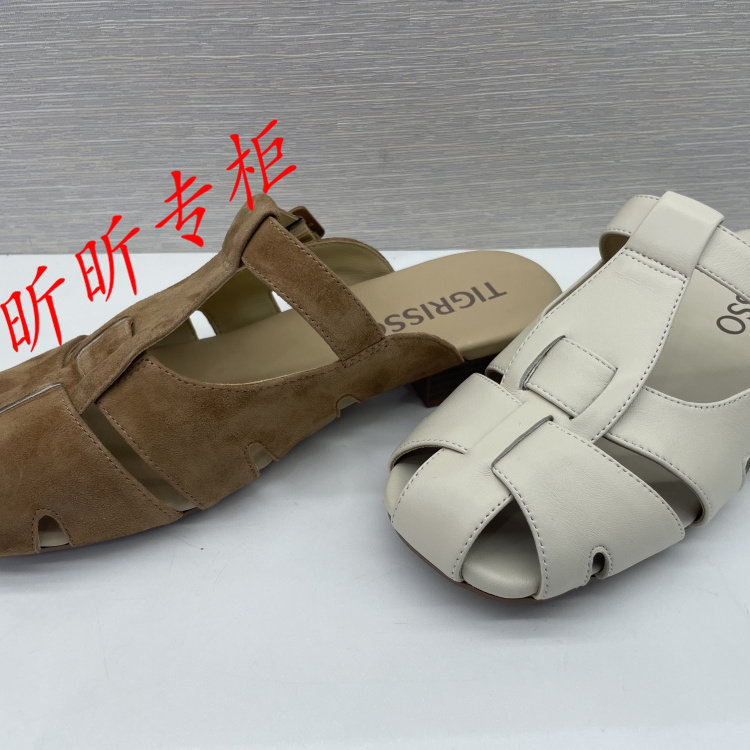 碟愫包头罗马镂空半拖凉鞋女