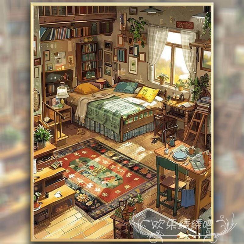 。宫崎骏温暖小屋十字绣2025年新款满绣卧室刺绣diy钻石贴画5d满