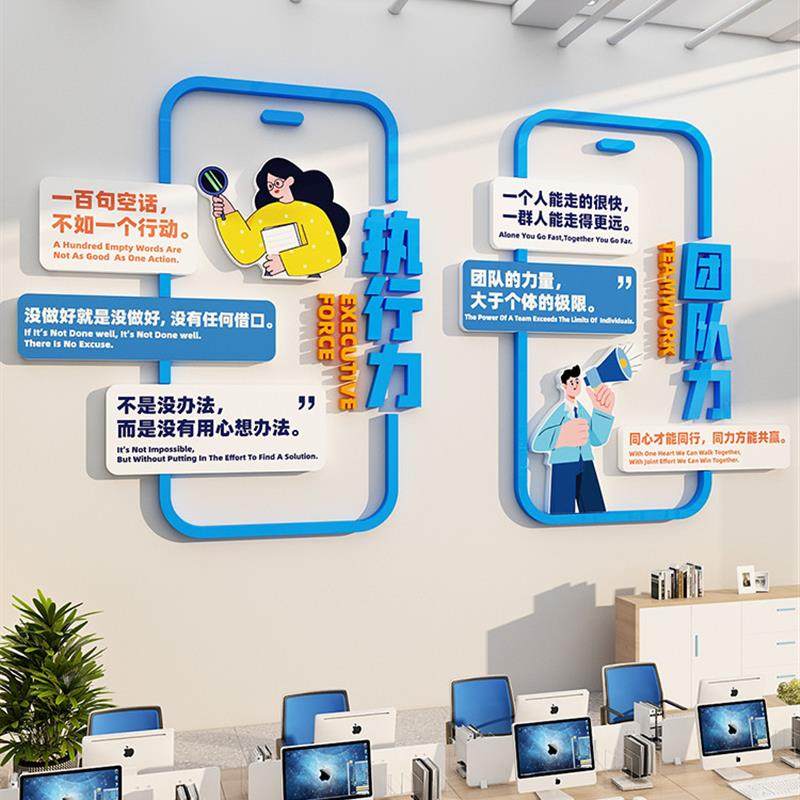 。电商办公室公司装饰氛围布置企业文化进部门形象墙面励志标语贴