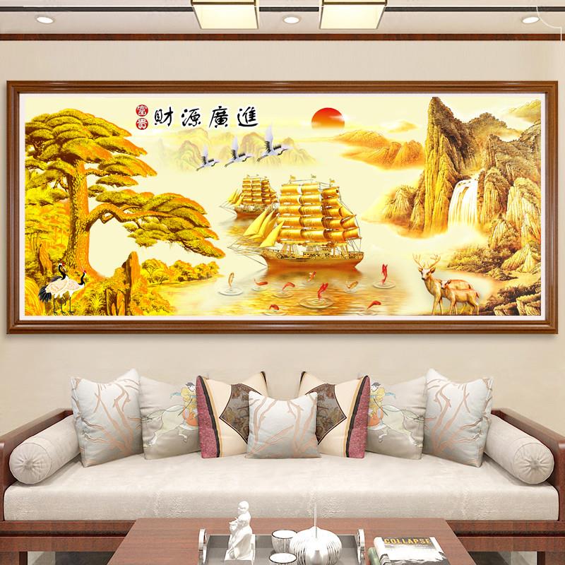 。2025新款砖石绣十字绣财源广进迎客松钻石画风景一帆风顺满钻客