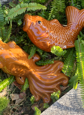 陶瓷金鱼出水口鱼嘴排水口鲤鱼阳台装饰鱼吐水鱼屋顶排水喷水佛山