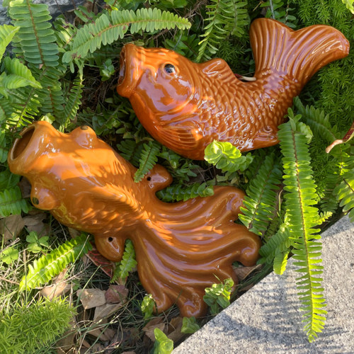 陶瓷金鱼出水口鱼嘴排水口鲤鱼阳台装饰鱼吐水鱼屋顶排水喷水佛山
