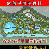 環(huán)藝建筑園林景觀綠化PS規(guī)劃方案設(shè)計(jì)彩色鳥瞰施工平面分析圖制作