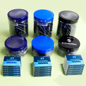 Schneider德国进口施耐德钢笔墨囊三年级小学生用墨水胆黑色2.6mm小口径非碳素可擦蓝色瓶装 欧标通用