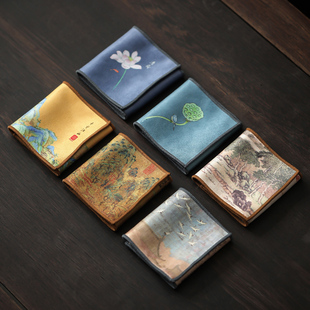 上安堂双面茶巾高档茶布吸水茶具毛巾茶几茶桌布抹布垫茶台配件