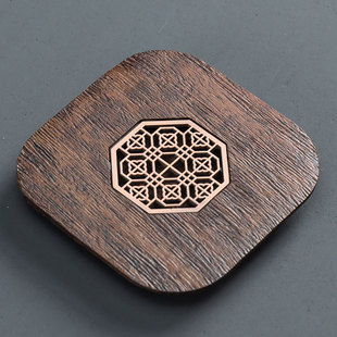 黑檀木杯垫隔热垫创意家用窗格茶托实木杯垫杯托日式功夫茶具零配