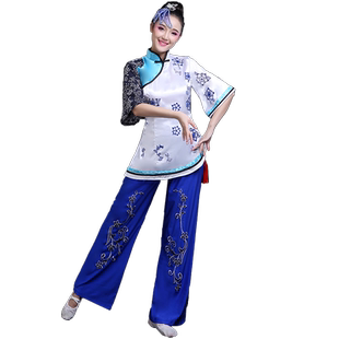 广场舞秧歌服2026新款东北套装采茶舞蹈服装斗笠舞扇子舞演出服女