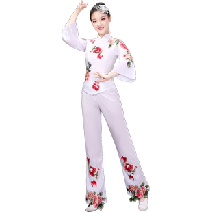 秧歌服演出服女2026新款舞蹈服装扇子舞胶州腰鼓服广场舞白色套装