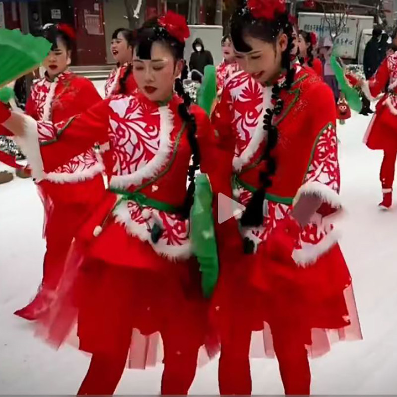 打鼓服演出服女喜庆2026新款开门红表演服灯笼舞威风锣鼓舞蹈服装