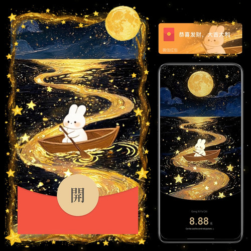 星月兔兔微信红包封面vx皮肤动漫原创中秋节快乐动态序列号