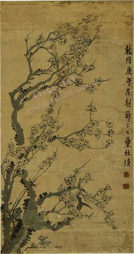 GBP13清 汪士慎 水墨 梅花图轴 47x89高清电子版绘画图片素材