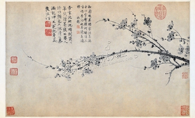 GYC04元王冕墨梅图纸本水墨写意梅花绘画电子版高清国画图片素材