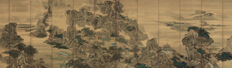 GQP36清袁江阿房宫图屏(全图)194.5X60.5超高清电子版画图片素材