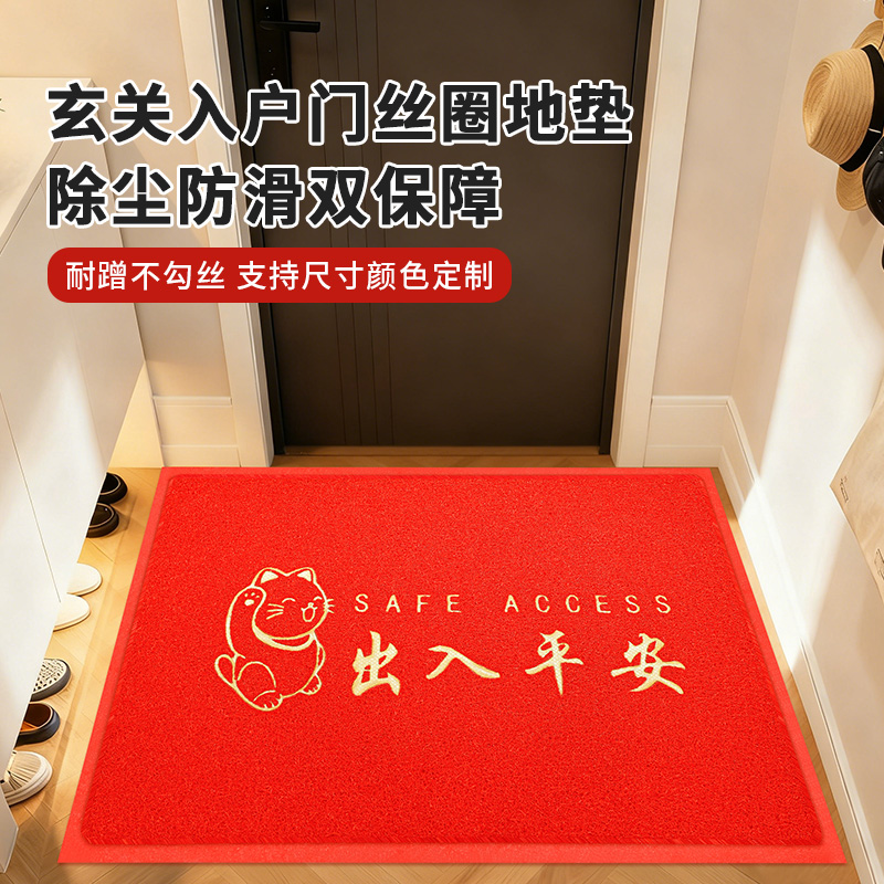 入户门地垫出入平安玄关进门口防滑专用丝圈家用脚踏垫定制红地毯