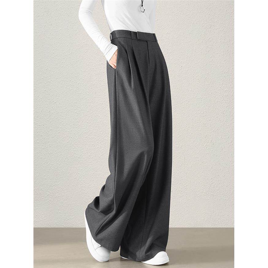 高级感【天丝醋酸】西装裤女秋季2025新款垂感灰色裤子拖地阔腿裤