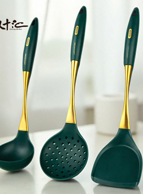 SSH硅胶锅铲汤勺炒菜铲子家用不锈钢厨具专用护锅硅胶锅铲漏勺