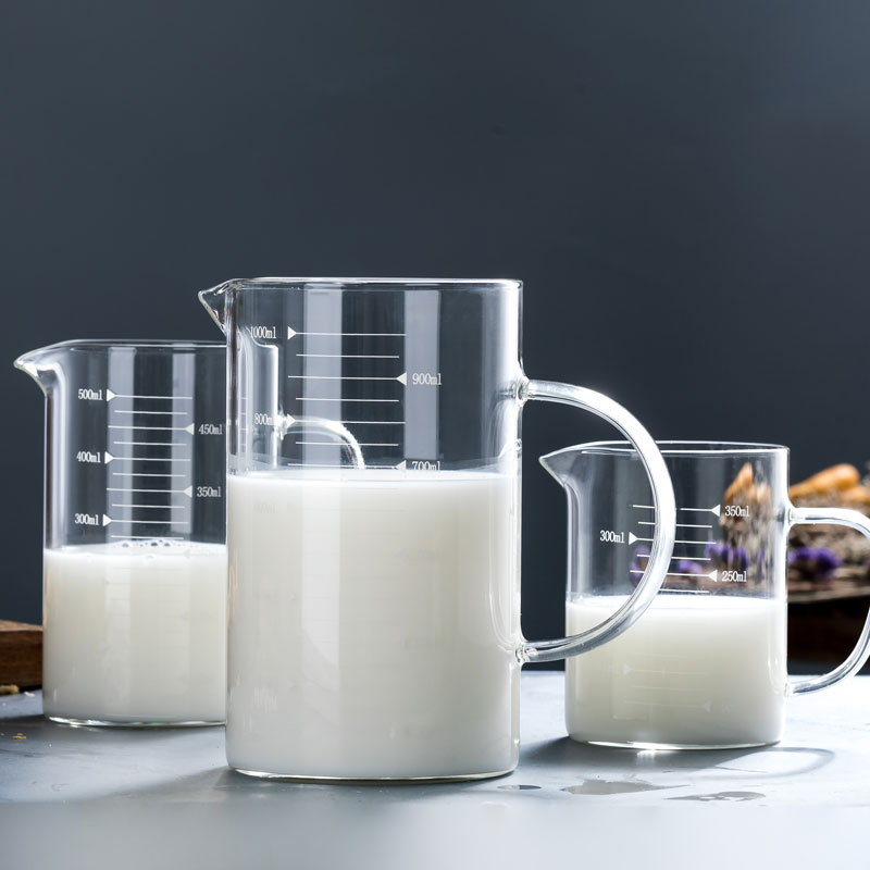 带刻度耐高温低温玻璃杯牛奶杯