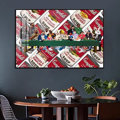 最后的晚餐挂画潮牌客厅卧室安迪沃霍尔装饰画潮流金宝汤罐头壁画