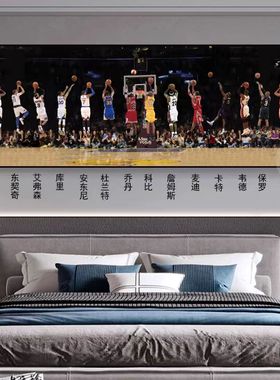 NBA众星投篮科比詹姆斯乔丹客厅沙发装饰画篮球人物球星体育挂画