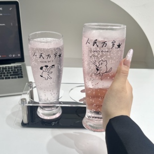 原创小猫玻璃杯创意扎啤杯大容量家用精酿啤酒杯果汁饮料气泡水杯
