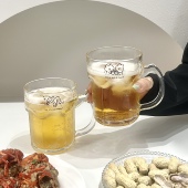 原创小猫扎啤杯玻璃杯子家用带把精酿啤酒杯果汁饮料冰咖啡杯商用