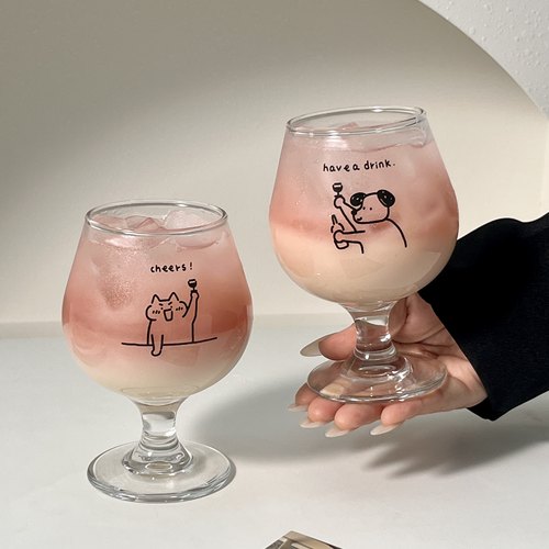 原创可爱小狗ins风玻璃杯