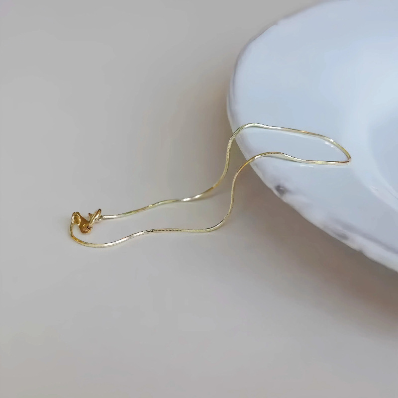 S925纯银镀14K金极细蛇骨手链女 简约设计ins风气质百搭叠戴手饰