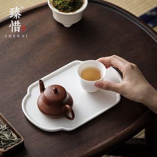 臻惜德化羊脂玉白瓷壶承托盘陶瓷茶壶蓄水壶垫简约茶托小型干泡台