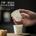 水墨白瓷主人杯陶瓷家用单杯个人专用喝茶杯茶具高档轻奢品茗杯