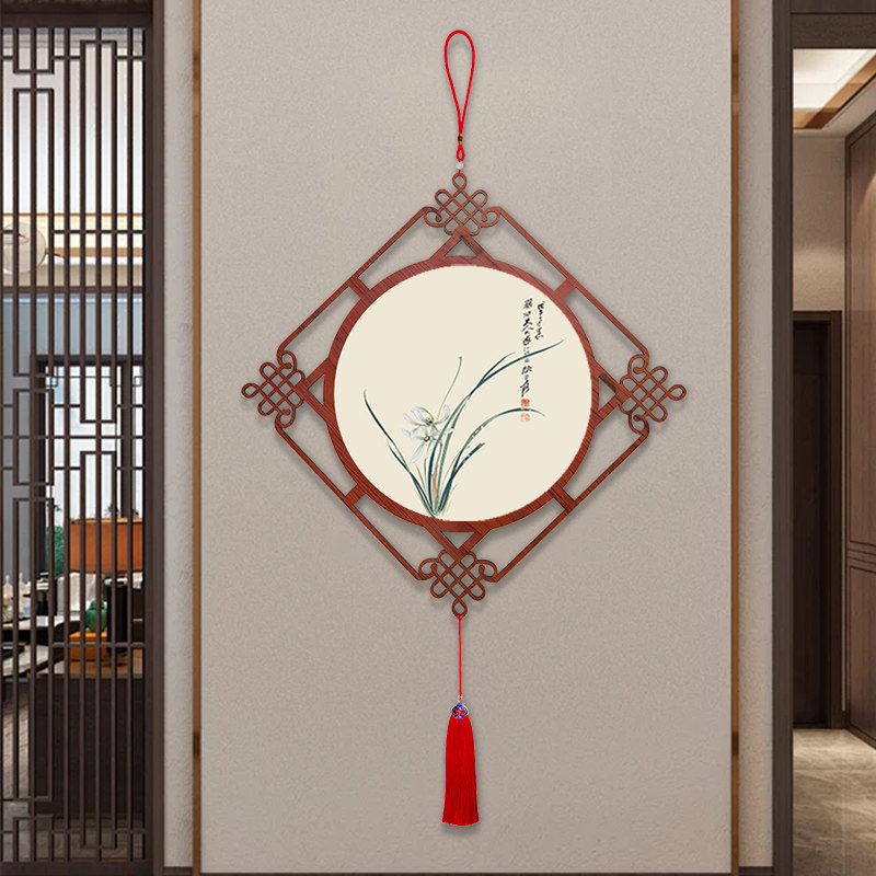 兰花中国结挂件新中式入户门玄关装饰画客厅过道挂饰餐厅书房挂画