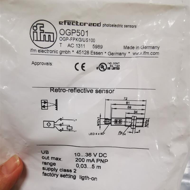 假一赔十易福门光电传感器OGP501  OGT500  0GP501