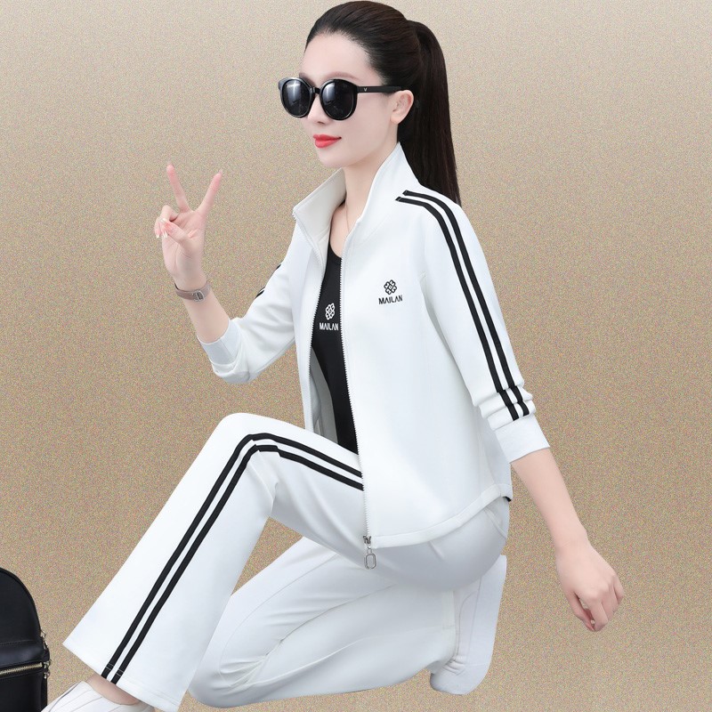 耐克顿正品牌白色运动套装女春秋2025新款时尚开衫卫衣显瘦跑步服