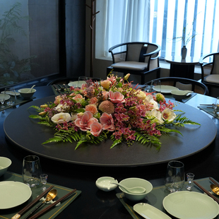 饰花摆件 高端餐桌花仿真花大圆桌中间摆花酒店大型桌花轻奢桌面装