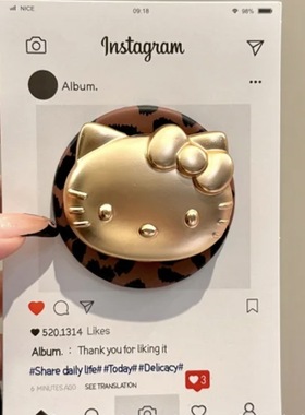 ivilongtail黑棕豹纹金色kitty头像磁吸支架适用MagSafe手机强力