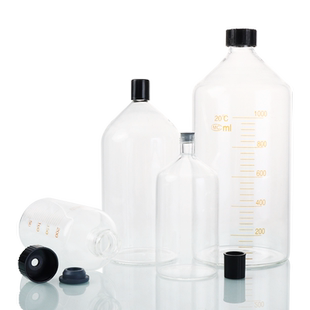 玻璃螺口刻度取样瓶大口小口厌氧瓶顶空瓶25/50/100/250/500ml密封反应瓶色谱瓶血清瓶带盖垫实验室玻璃器皿